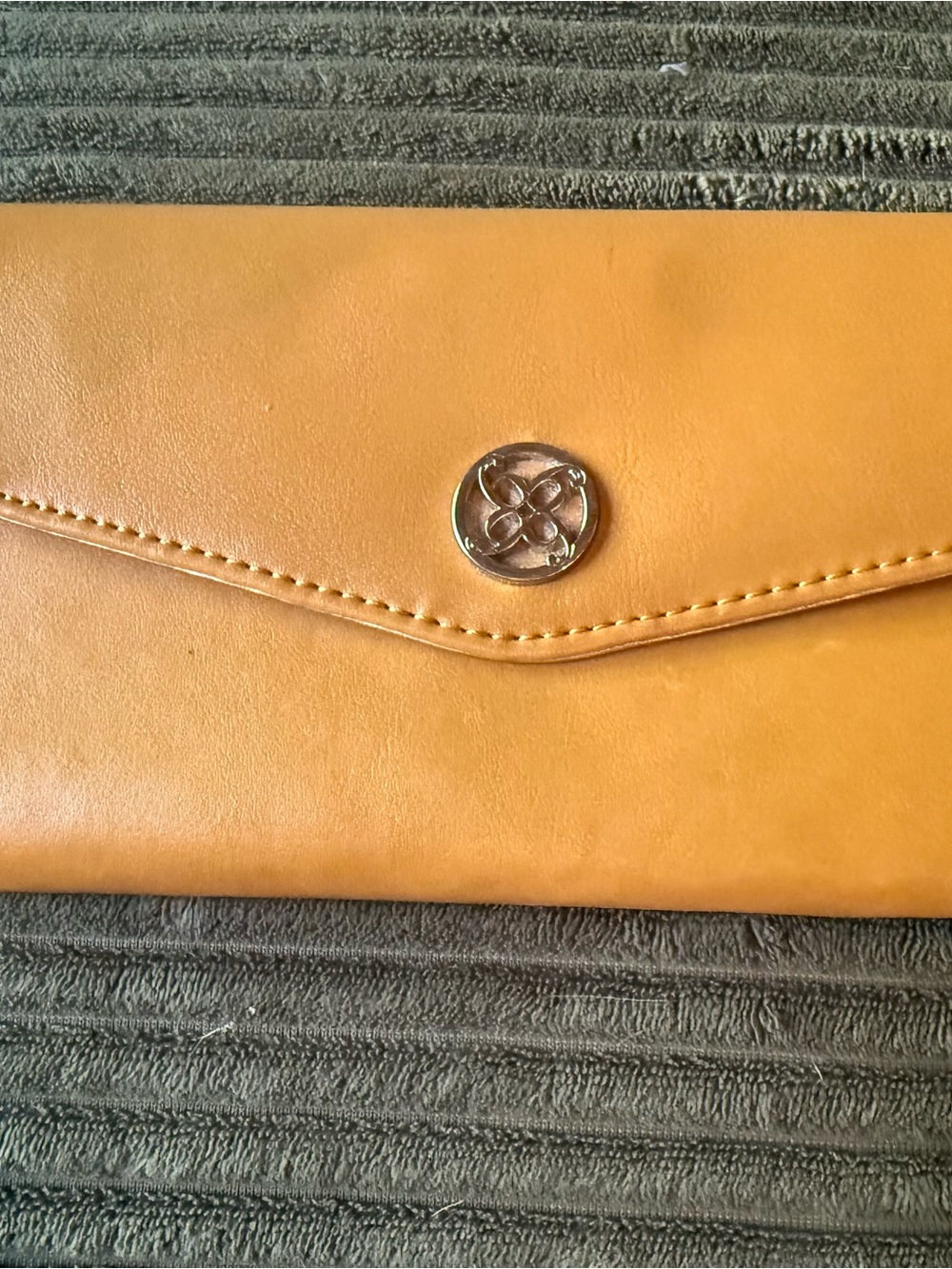 Classic Nine West Mustard Synthetic  Leather Envelope Clutch - Women Bags